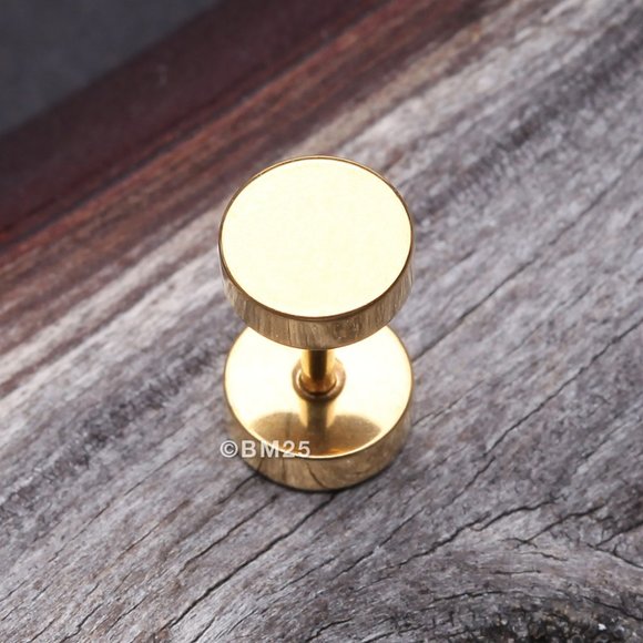 Golden Steel Plate Cartilage Tragus Earring - Picture 2 of 2